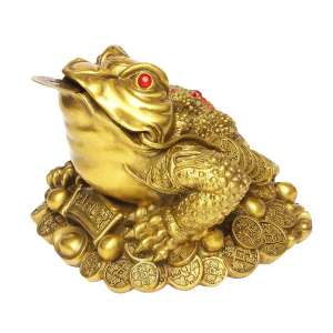 10. Addune Money Frog Brass Statue 