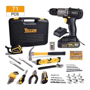 10. TECCPO Cordless Drill 71Pcs Home Tool Kit