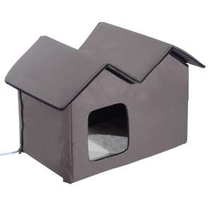 PawHut Double Heated Indoor - Outdoor Cat House