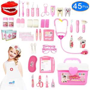 JGSY 45 Pieces Toy Doctor Kit with Stethoscope for Girls