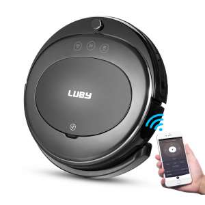 8. Luby Robot Vacuum Cleaner, Wi-Fi Connectivity, and Self-Charging, Black