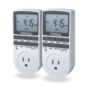 8. TOGOAL TE02 Digital Electrical Switch Light Timer Plug, 2 Packs