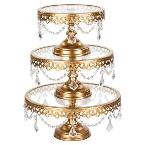Amalfi Decor Cake Stand with Crystals, Gold