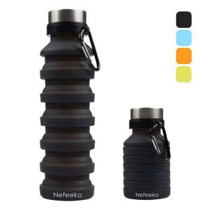 3. Nefeeko Collapsible Water Bottle, BPA-Free Silicone, 18oz