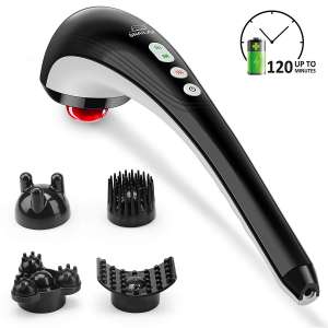 Snailax Handheld Back Massager - Cordless and Rechargeable Massager with Heat