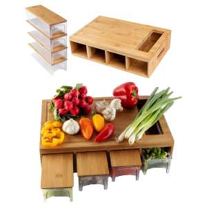 Large Bamboo Cutting Board with Trays