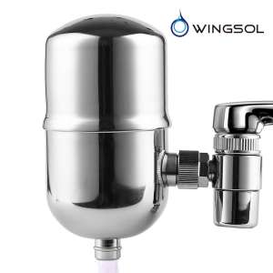 7. WINGSOL Stainless-Steel Faucet Water Filter Japan PAC Filter Fits Standard Faucets