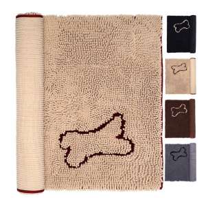 9. NJSBYL Bath Rug Mats Water Absorbent Chenille Doormat, Khaki Area Rugs for Cat Dog Pet