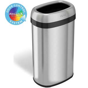 iTouchless 16-Gallon Stainless Steel Oval Open Top waste Trash Can