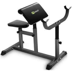 Goplus Seated Barbell Arm Preacher Biceps Curl Weight Bench