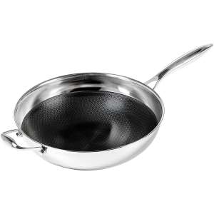 Black Stainless Steel Nonstick Cookware Wok with Handle