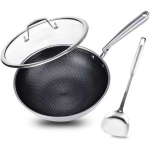 Potinv 12.5 Inches Stainless Steel Wok