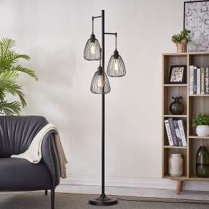 LeeZM Industrial Floor Lamp, 3 Light Bulbs Included