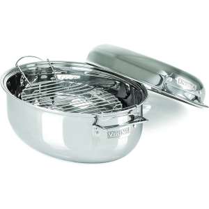  Viking 3-Ply Stainless Steel Oval Roaster with Rack & Lid