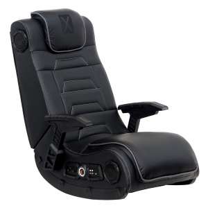 X Rocker Pro Series H3 Black Leather Vibrating Floor Gaming Chair