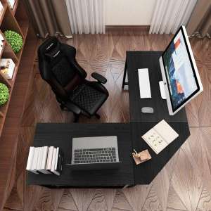 DlandHome L-Shaped 59 inches x 59 inches Computer Desk with CPU Stand