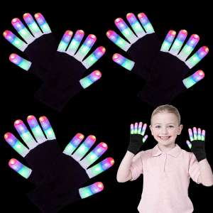 GreaSmart 3 Pairs LED Gloves for Kids