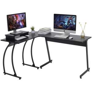 DOSLEEPS L-Shaped Computer Desk Laptop PC Workstation for Office and Home