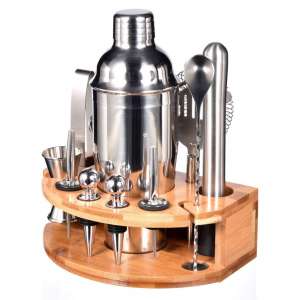 Esmula Bartender Kit Bamboo Stand 12 Pieces Kit