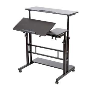 SIDUCAL Stand-Up Desk with Wheels, Black