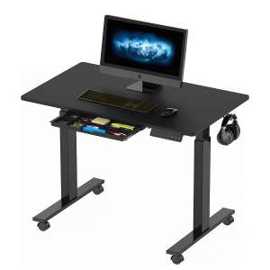 SHW Electric Height-Adjustable Standing Desk, Black